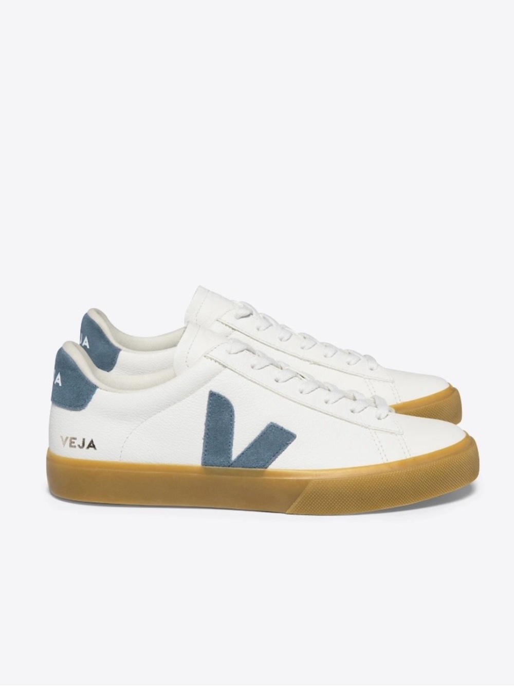 VEJA CAMPO LEATHER WHITE NAUTICO White Sneakers with Gray Accent